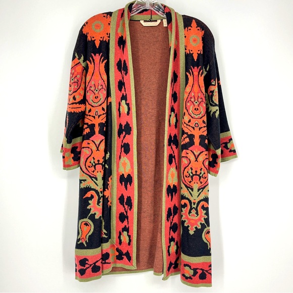 Soft Surroundings Icon Longline Cardigan Sweater PXS 3/4 Sleeve Colorful Art - Picture 2 of 11